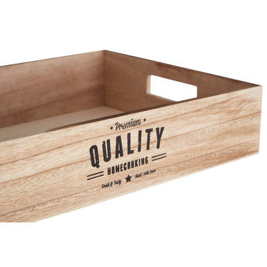 Natural Wood Storage Crate with Handles