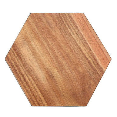 Hexagonal Acacia Chopping and Serving Board with Black Edge