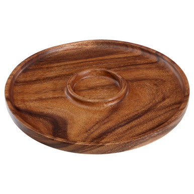 Round Acacia Chip and Dip Serving Dish