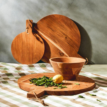 Acacia Wood Salad Bowl with Sloped Sides