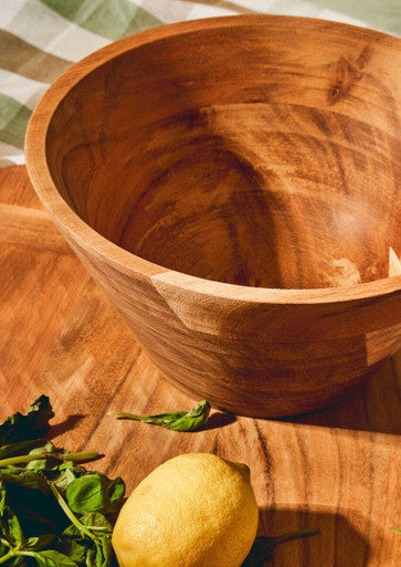 Acacia Wood Salad Bowl with Sloped Sides