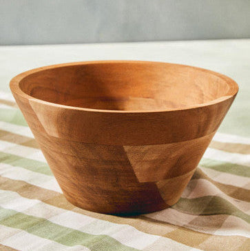 Acacia Wood Salad Bowl with Sloped Sides