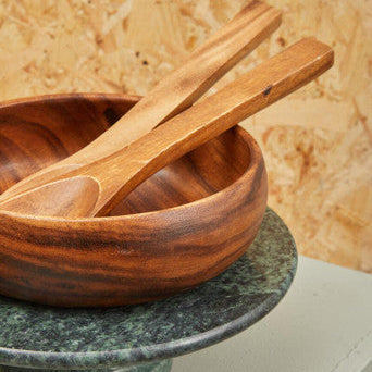 Olive Wood Flat Salad Servers