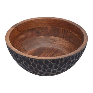 Small Mango Wood Bowl with Black Exterior
