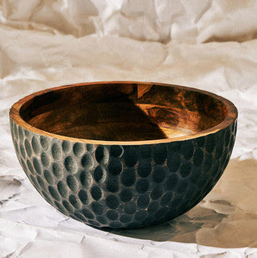 Small Mango Wood Bowl with Black Exterior
