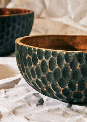 Small Mango Wood Bowl with Black Exterior