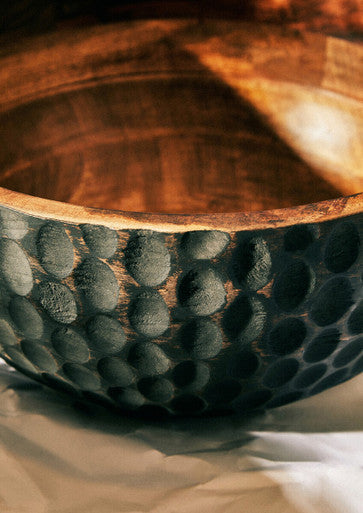 Small Mango Wood Bowl with Black Exterior