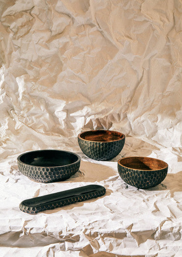Small Mango Wood Bowl with Black Exterior