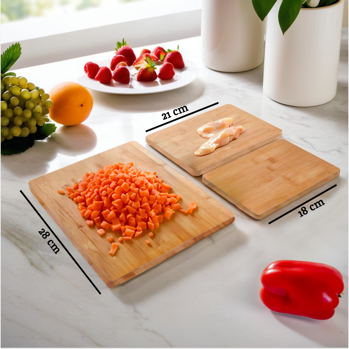 Set of Three Bamboo Chopping and Serving Boards