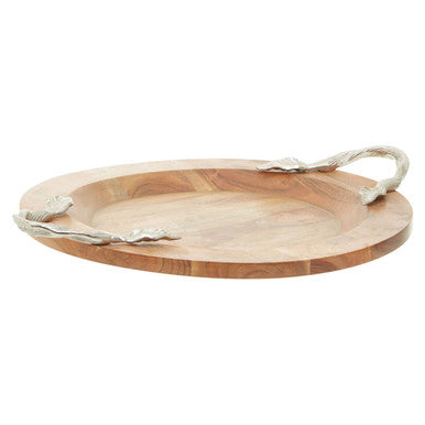 Large Round Acacia Wood Serving Tray