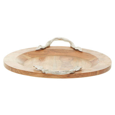 Large Round Acacia Wood Serving Tray