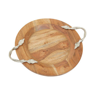 Large Round Acacia Wood Serving Tray