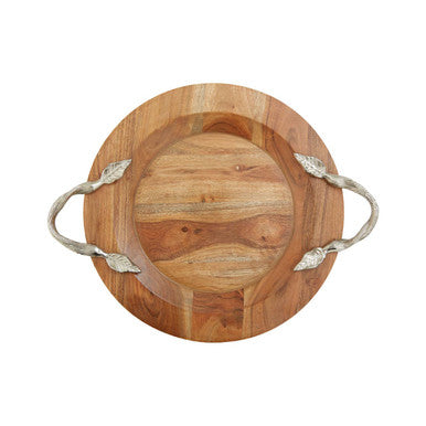 Large Round Acacia Wood Serving Tray