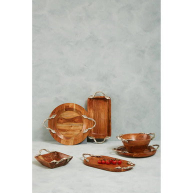 Large Round Acacia Wood Serving Tray