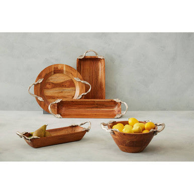 Large Round Acacia Wood Serving Tray