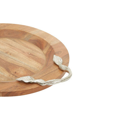 Large Round Acacia Wood Serving Tray