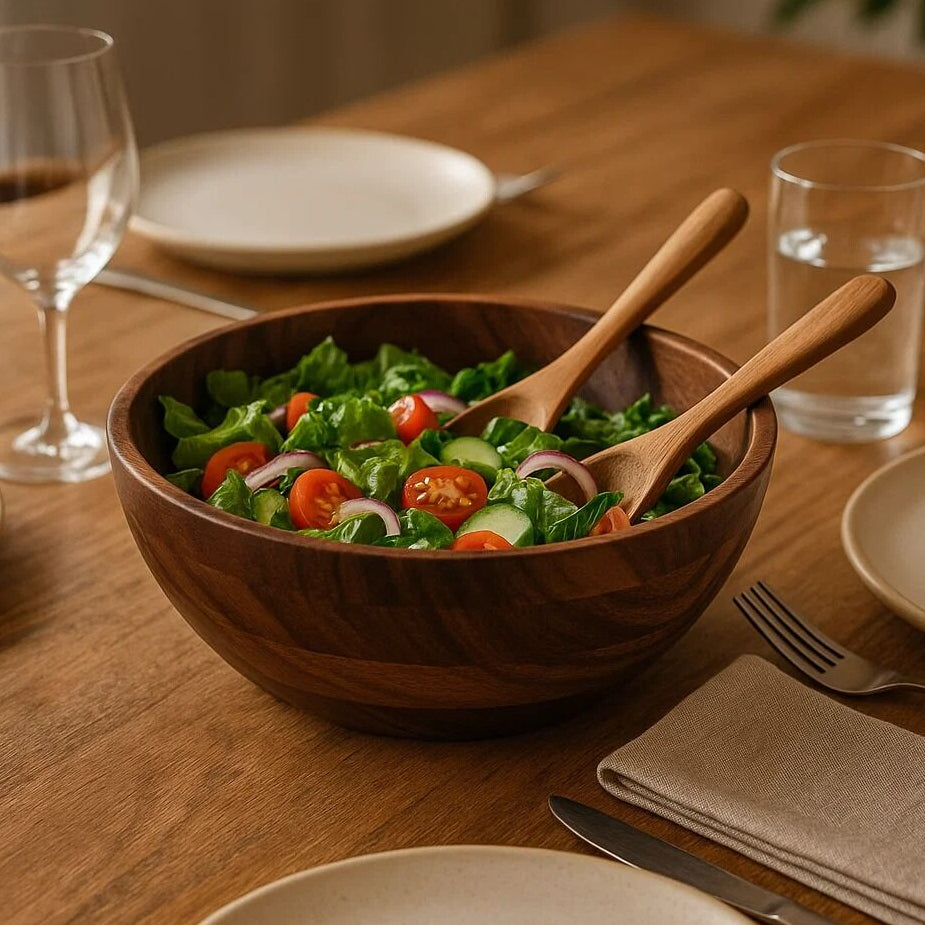 Large Round Sheesham Wood Salad Bowl