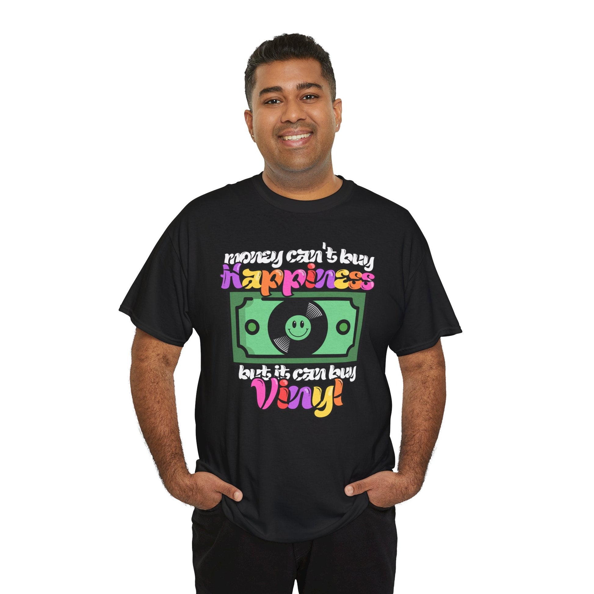 Money Can't Buy Happiness Men's Vinyl Record T-Shirt