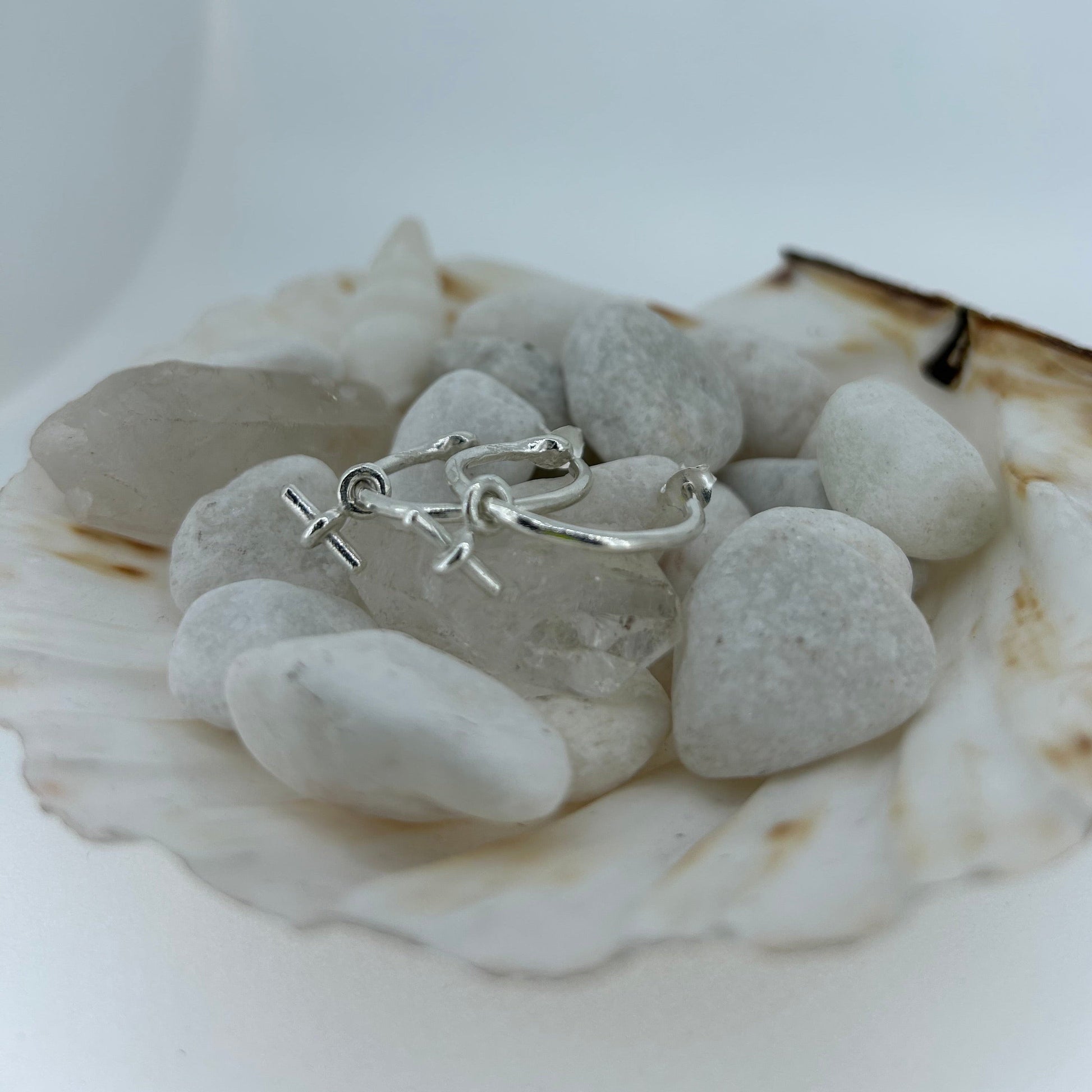 Sterling Silver T Bar Charm Hoops