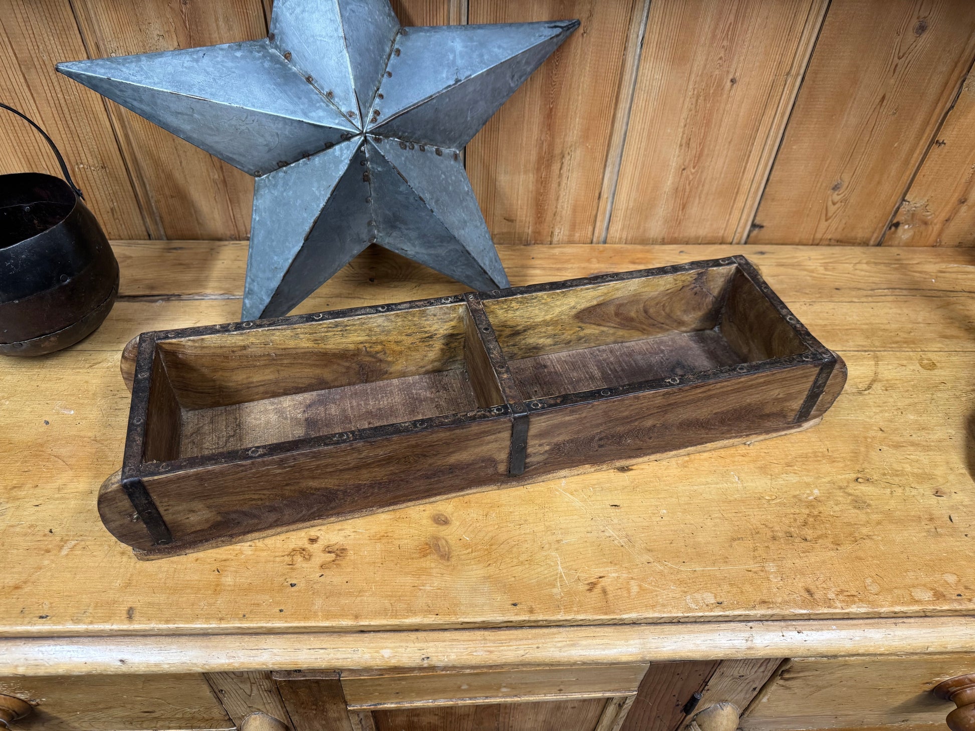 Rustic Wooden Double Brick Mould Planter and Storage Box