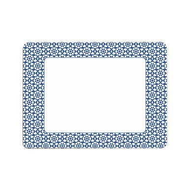 Set of Four Blue Placemats with Stars and Geometric Shapes