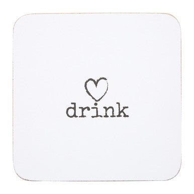 Set of Four Drink Coasters with Heart Design
