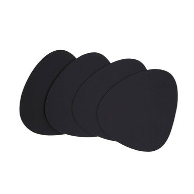 4 Piece Pebble Black Leather Coasters