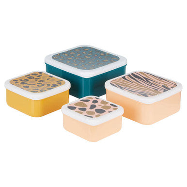 Set of 4 Animal Print Lunch Boxes