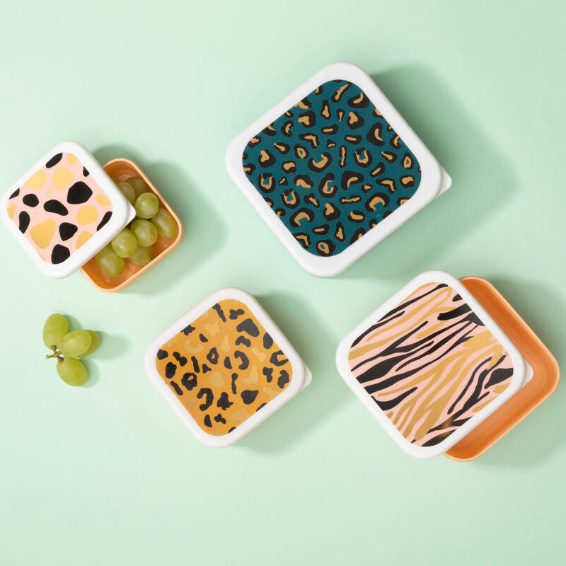 Set of 4 Animal Print Lunch Boxes