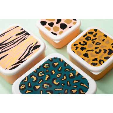 Set of 4 Animal Print Lunch Boxes