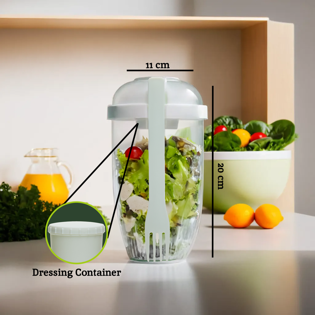 Salad Cup with Fork and Dressing Pod