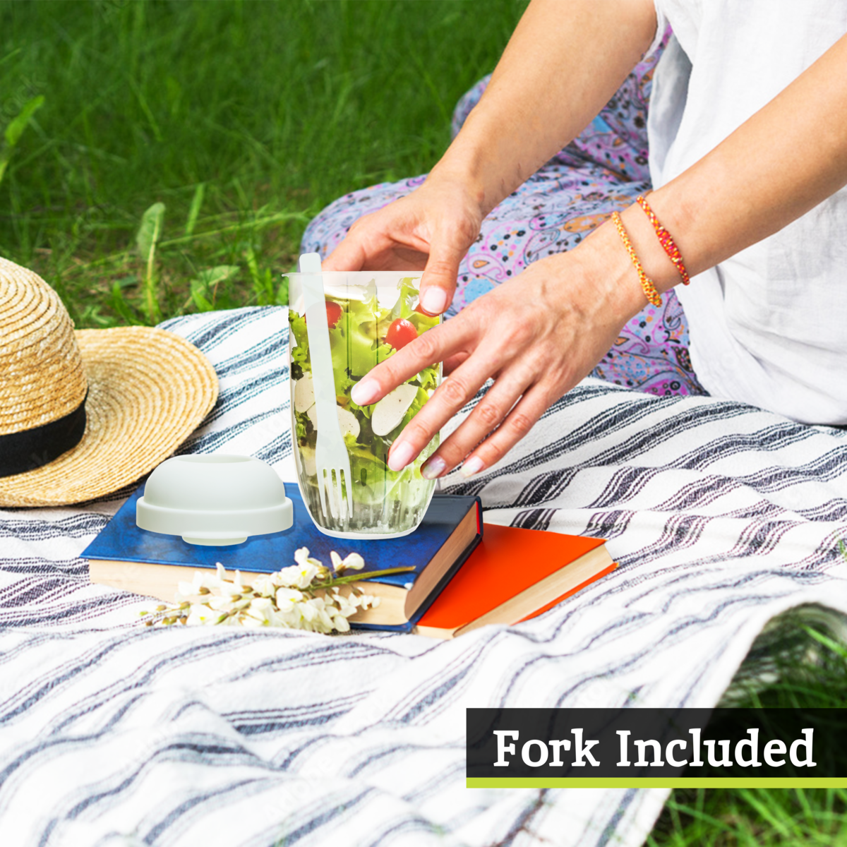 Salad Cup with Fork and Dressing Pod