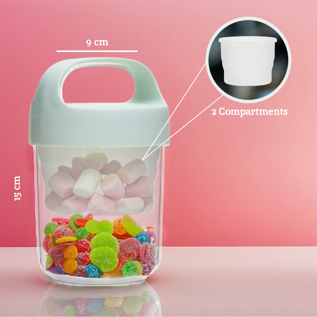 2 Compartment Snack Pot with Airtight Lid