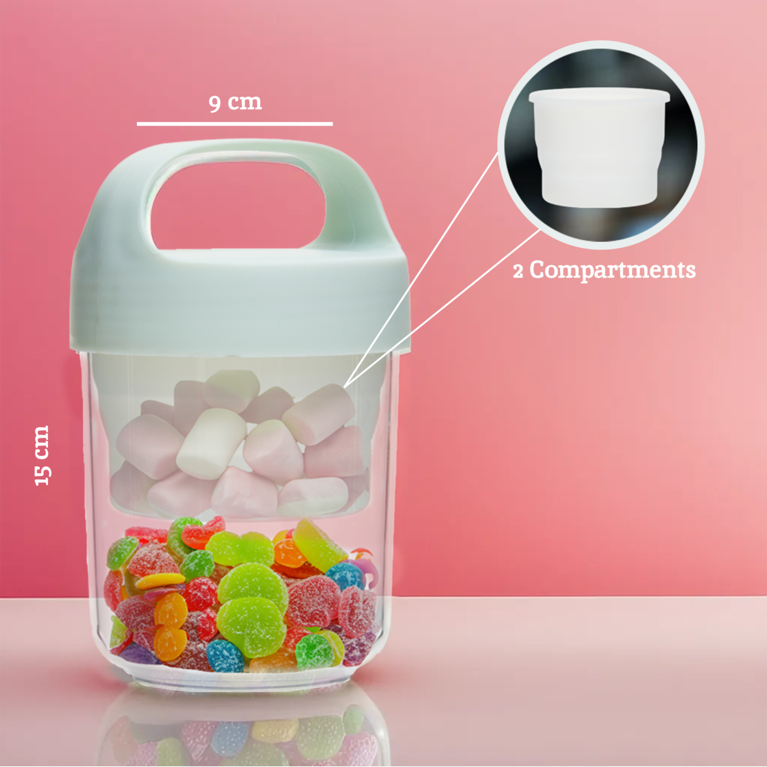 2 Compartment Snack Pot with Airtight Lid