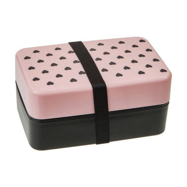 Light Pink Hearts Lunch Box With Cutlery