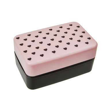 Light Pink Hearts Lunch Box With Cutlery