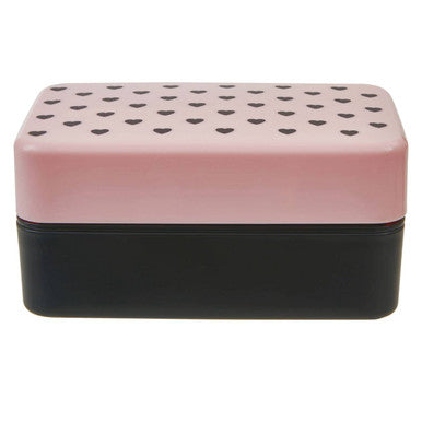 Light Pink Hearts Lunch Box With Cutlery