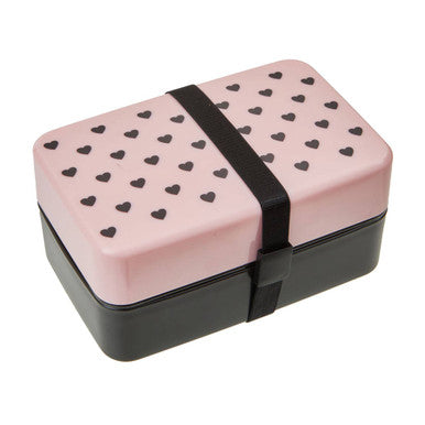 Light Pink Hearts Lunch Box With Cutlery