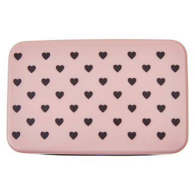 Light Pink Hearts Lunch Box With Cutlery