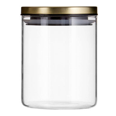 Glass Storage Jar with Gold Lid 700ml