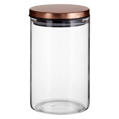 Glass Storage Jar with Rose Gold Lid 950ml