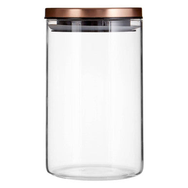Glass Storage Jar with Rose Gold Lid 950ml