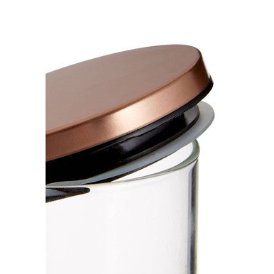 Glass Storage Jar with Rose Gold Lid 950ml