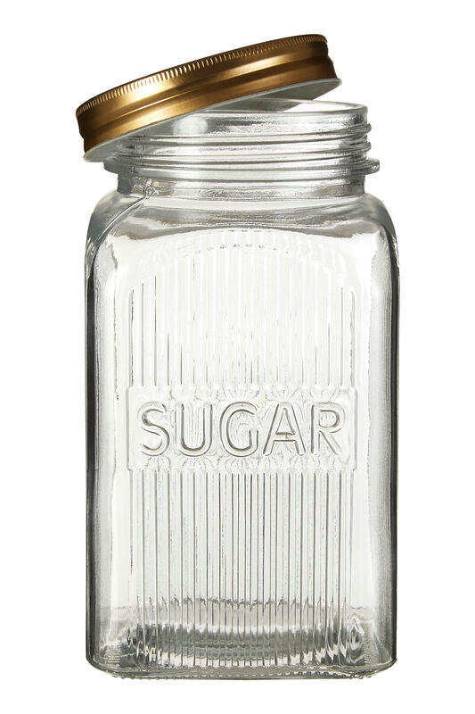 Set of Three Glass Jars with Gold Finish Lids