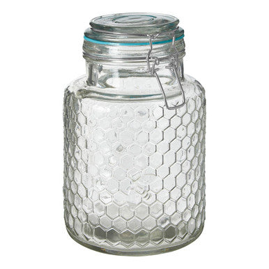Textured Glass Jar with Blue Seal 1300ml