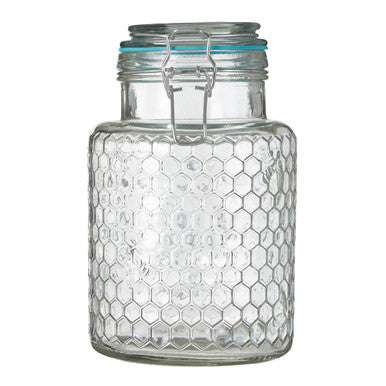 Textured Glass Jar with Blue Seal 1300ml