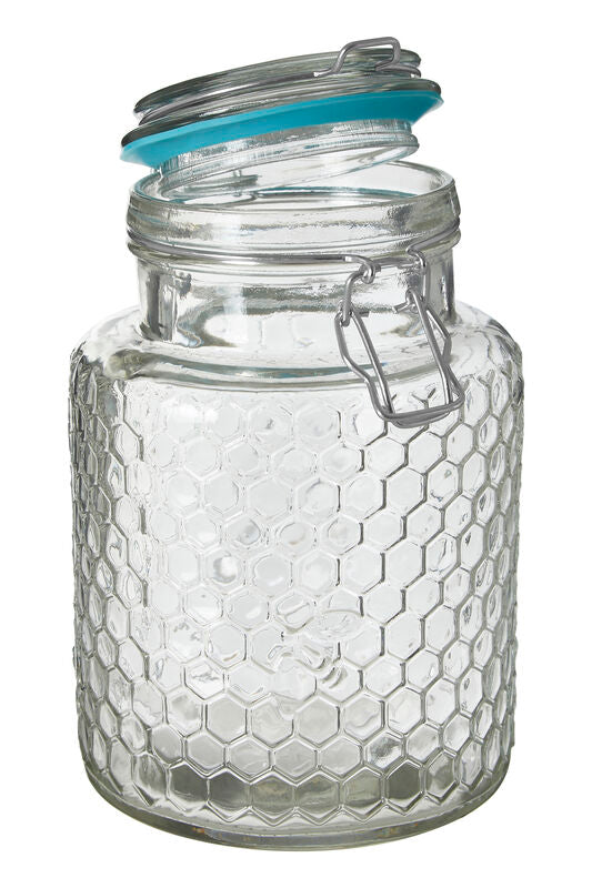 Textured Glass Jar with Blue Seal 1300ml