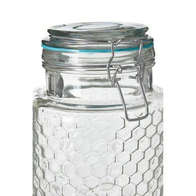 Textured Glass Jar with Blue Seal 1300ml
