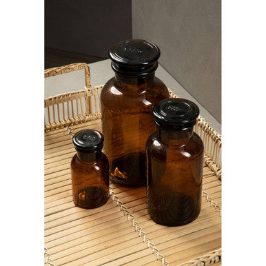 Small Amber Glass Bottle with Stopper