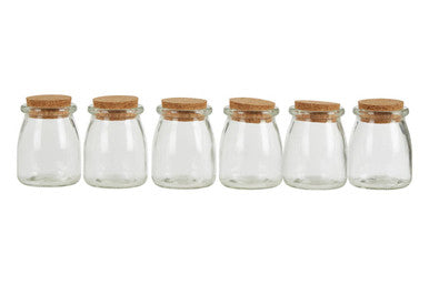 Set of 6 Round Glass Jars with Cork Stoppers